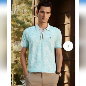 Louis Philippe Aqua and White Polo Shirt XXL